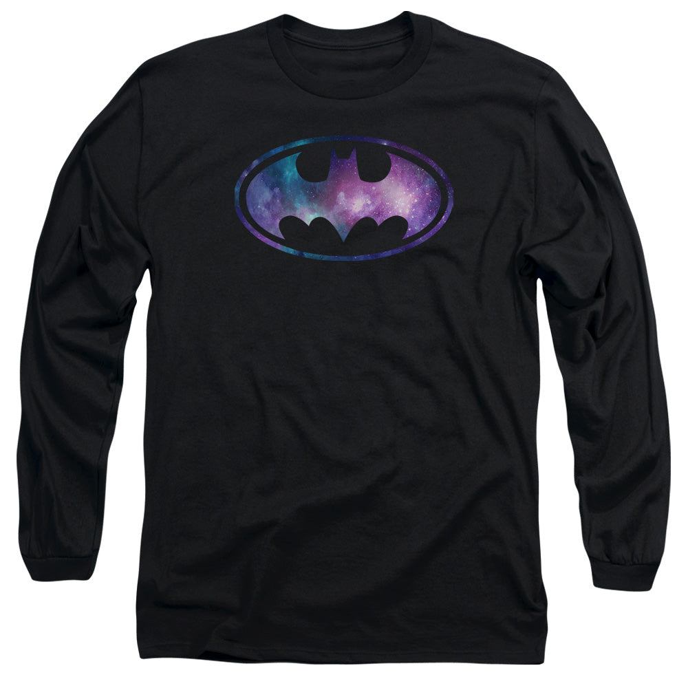 AN OFFCIALLY LICENSED BATMAN GALAXY SIGNAL MEN'S LONG SLEEVE T-SHIRT BLACK