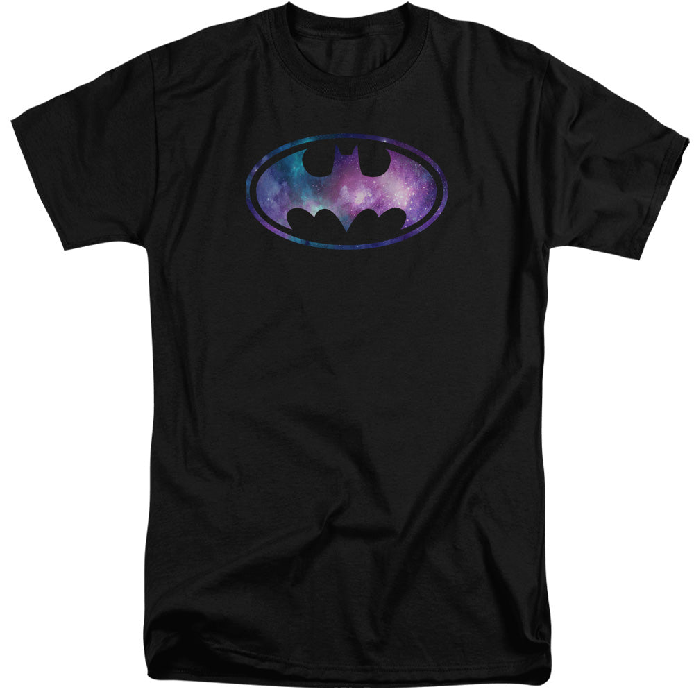 AN OFFCIALLY LICENSED BATMAN GALAXY SIGNAL MEN'S TALL FIT T-SHIRT BLACK