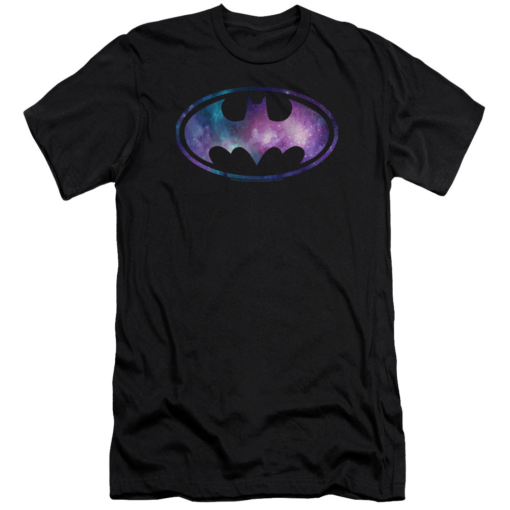 AN OFFCIALLY LICENSED BATMAN GALAXY SIGNAL MEN'S PREMIUM SLIM FIT T-SHIRT BLACK