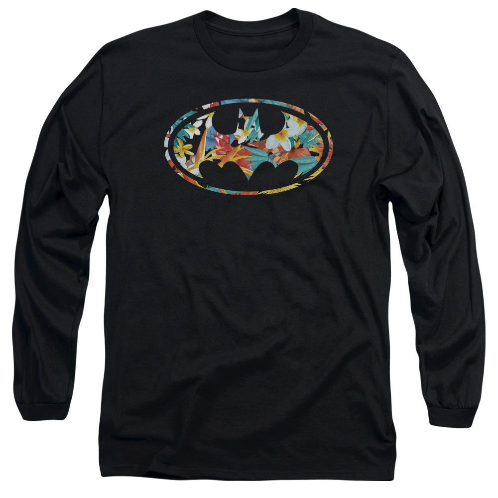 AN OFFCIALLY LICENSED BATMAN HAWAIIAN BAT MEN'S LONG SLEEVE T-SHIRT BLACK