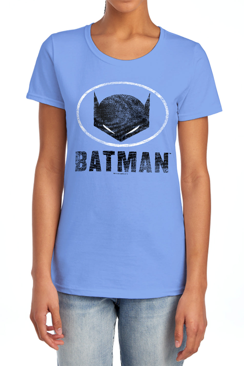 AN OFFCIALLY LICENSED BATMAN MASK IN OVAL WOMEN'S REGULAR FIT T-SHIRT CHARCOAL