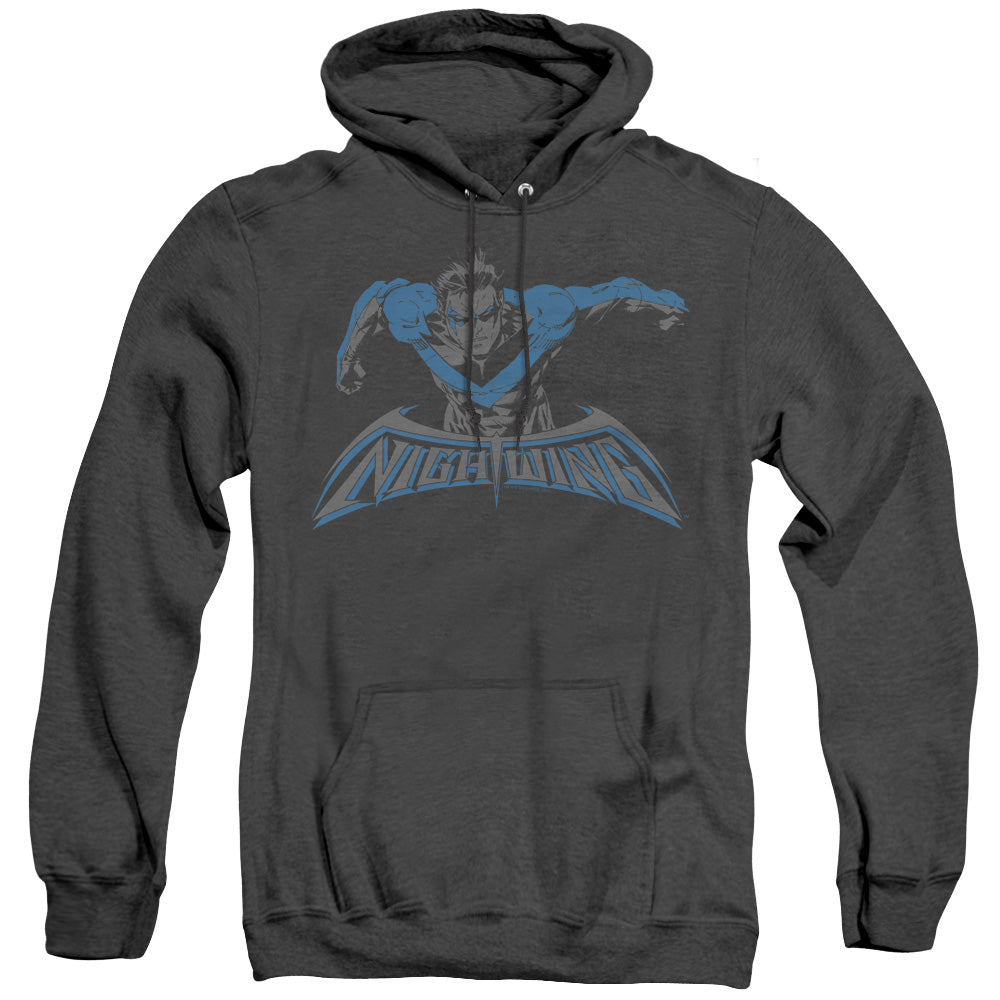 AN OFFCIALLY LICENSED BATMAN WING OF THE NIGHT ADULT UNISEX HEATHER PULLOVER HOODIE BLACK