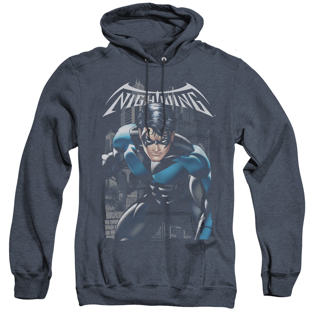 AN OFFCIALLY LICENSED BATMAN A LEGACY ADULT UNISEX HEATHER PULLOVER HOODIE NAVY