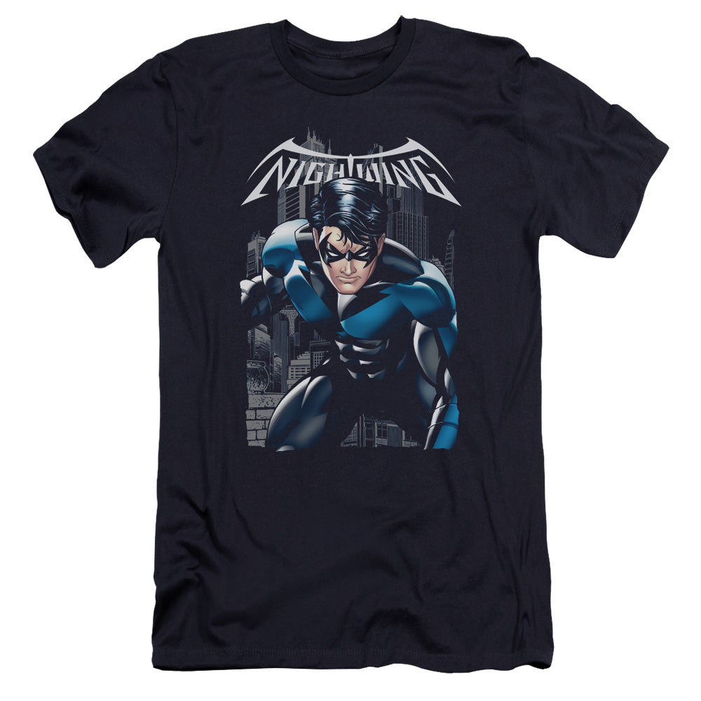 AN OFFCIALLY LICENSED BATMAN A LEGACY MEN'S PREMIUM SLIM FIT T-SHIRT NAVY