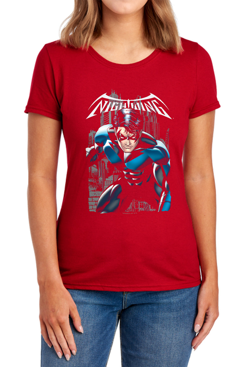 AN OFFCIALLY LICENSED BATMAN A LEGACY WOMEN'S REGULAR FIT T-SHIRT NAVY