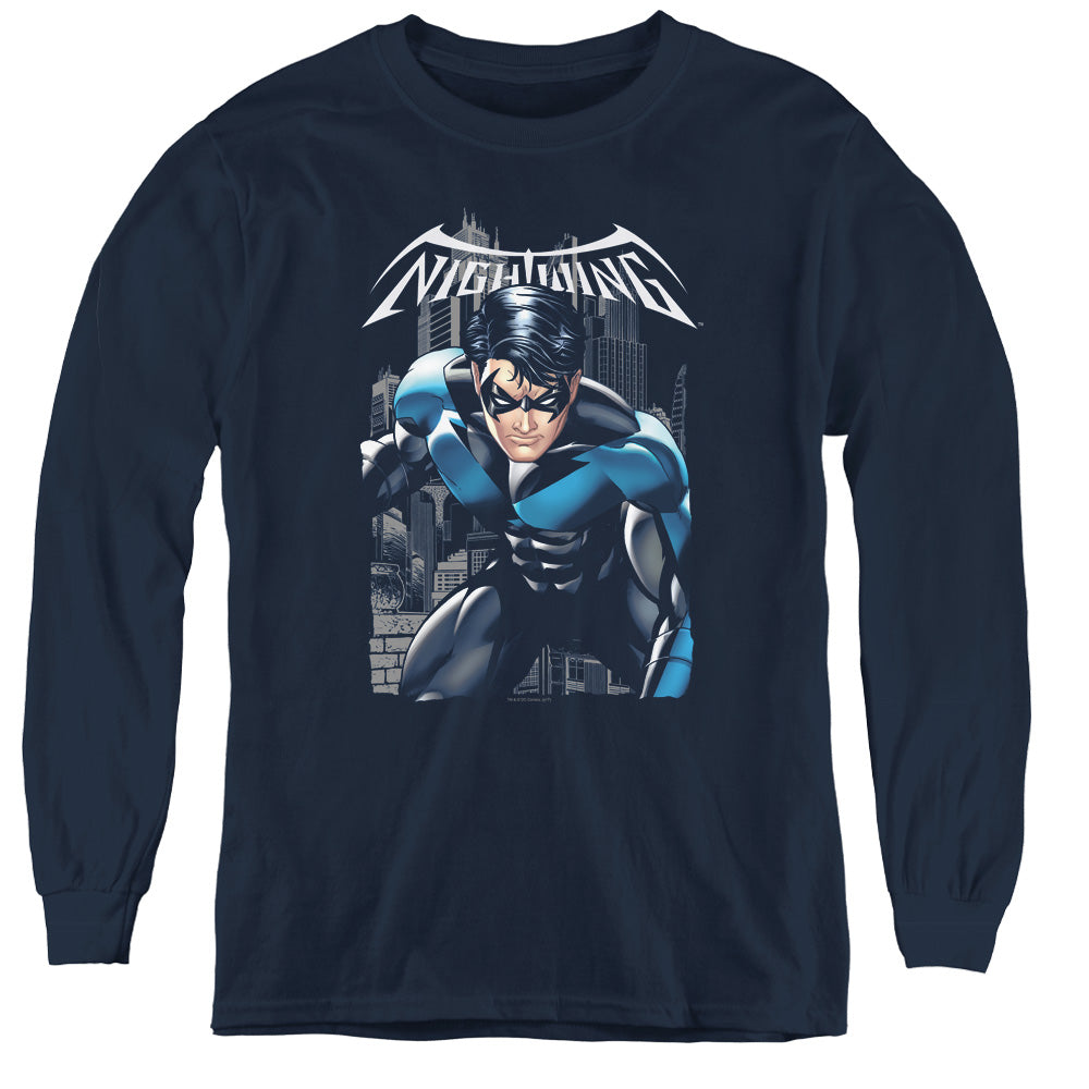 AN OFFCIALLY LICENSED BATMAN A LEGACY YOUTH LONG SLEEVE T-SHIRT NAVY