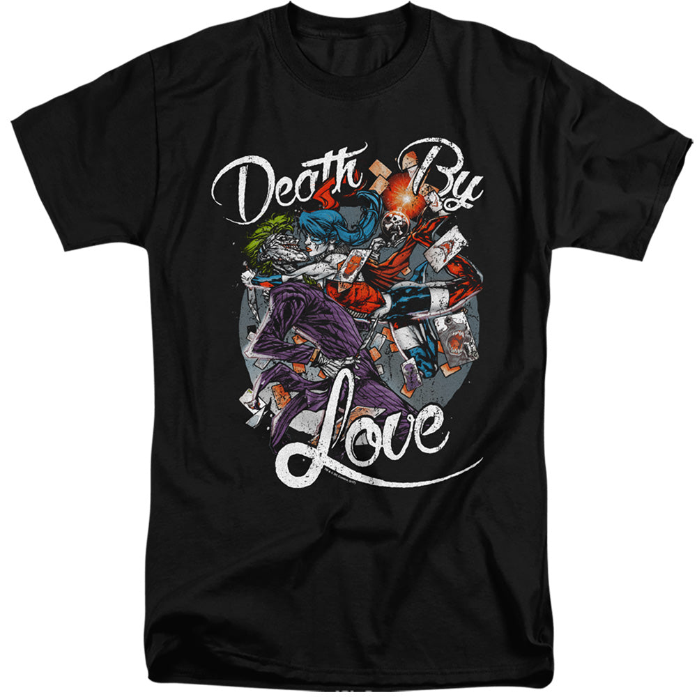 AN OFFCIALLY LICENSED BATMAN DEATH BY LOVE MEN'S TALL FIT T-SHIRT BLACK