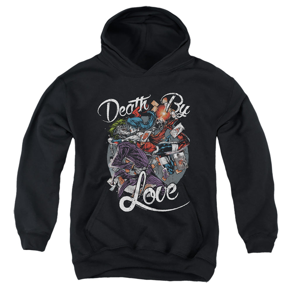 AN OFFCIALLY LICENSED BATMAN DEATH BY LOVE YOUTH HOODIE BLACK