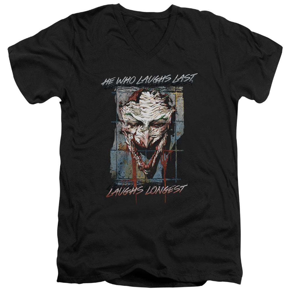 AN OFFCIALLY LICENSED BATMAN JUST FOR LAUGHS MEN'S V-NECK T-SHIRT BLACK