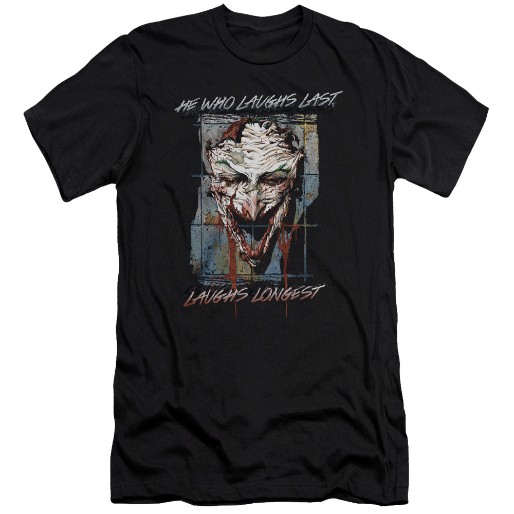 AN OFFCIALLY LICENSED BATMAN JUST FOR LAUGHS MEN'S PREMIUM SLIM FIT T-SHIRT BLACK