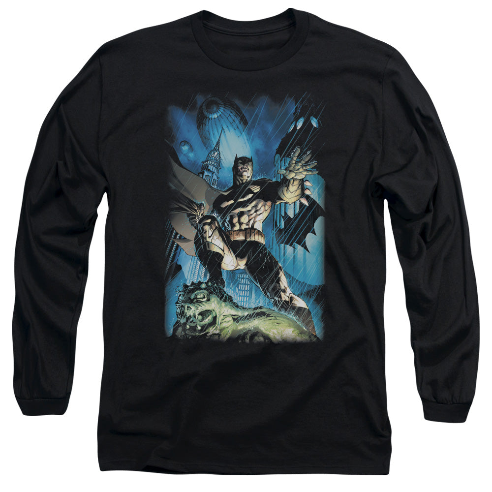 AN OFFCIALLY LICENSED BATMAN STORMY DARK KNIGHT MEN'S LONG SLEEVE T-SHIRT BLACK