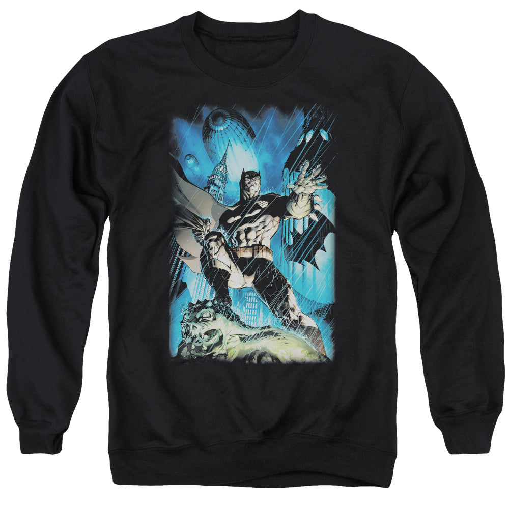 AN OFFCIALLY LICENSED BATMAN STORMY DARK KNIGHT ADULT UNISEX CREWNECK SWEATSHIRT BLACK