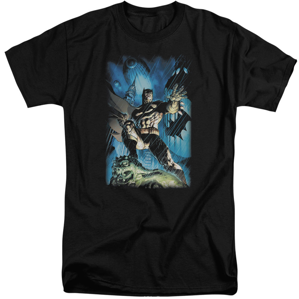 AN OFFCIALLY LICENSED BATMAN STORMY DARK KNIGHT MEN'S TALL FIT T-SHIRT BLACK