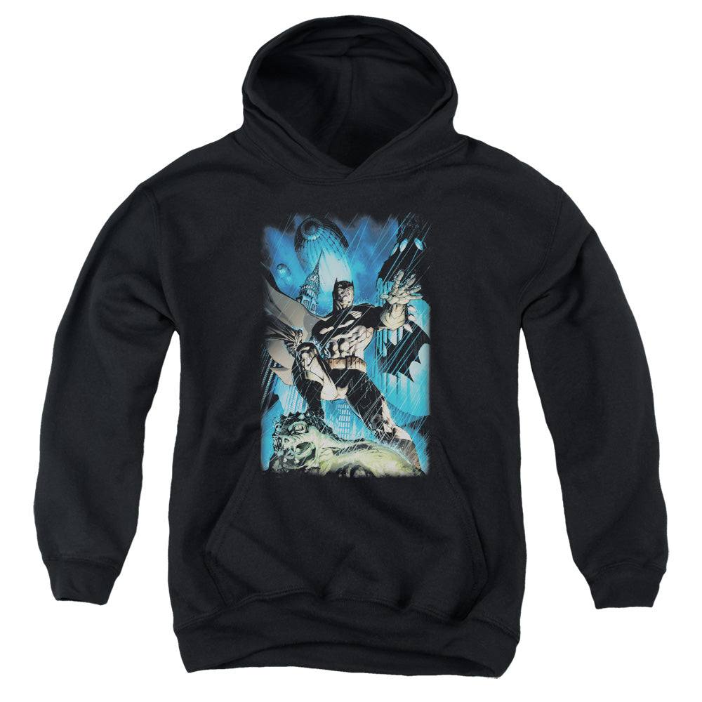 AN OFFCIALLY LICENSED BATMAN STORMY DARK KNIGHT YOUTH HOODIE BLACK