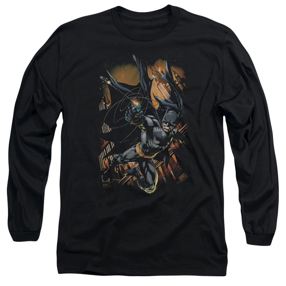 AN OFFCIALLY LICENSED BATMAN GRAPPLE FIRE MEN'S LONG SLEEVE T-SHIRT BLACK