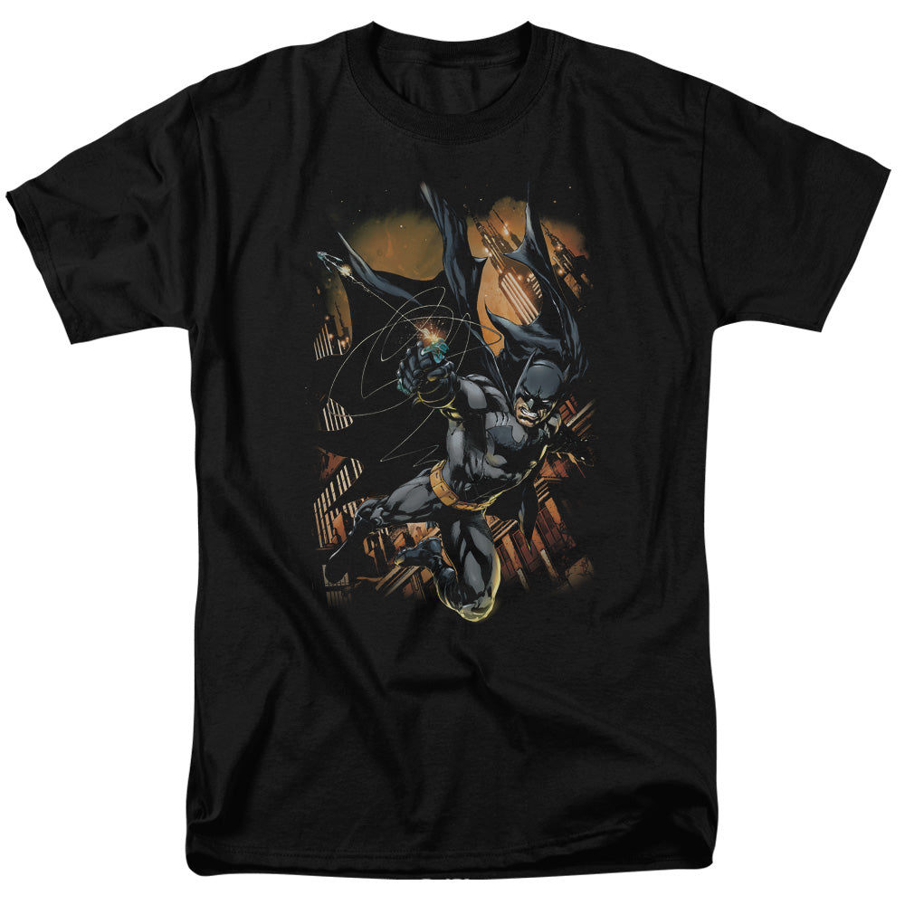 AN OFFCIALLY LICENSED BATMAN GRAPPLE FIRE MEN'S REGULAR FIT T-SHIRT BLACK