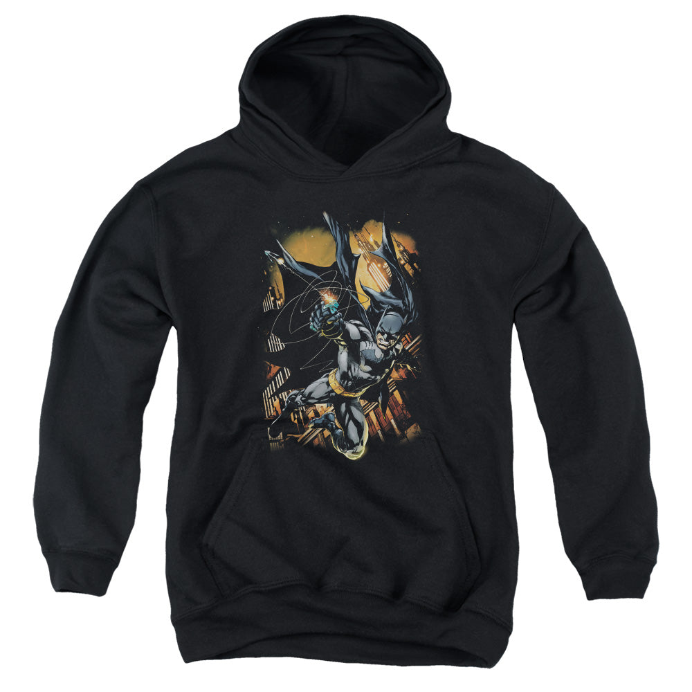 AN OFFCIALLY LICENSED BATMAN GRAPPLE FIRE YOUTH HOODIE BLACK