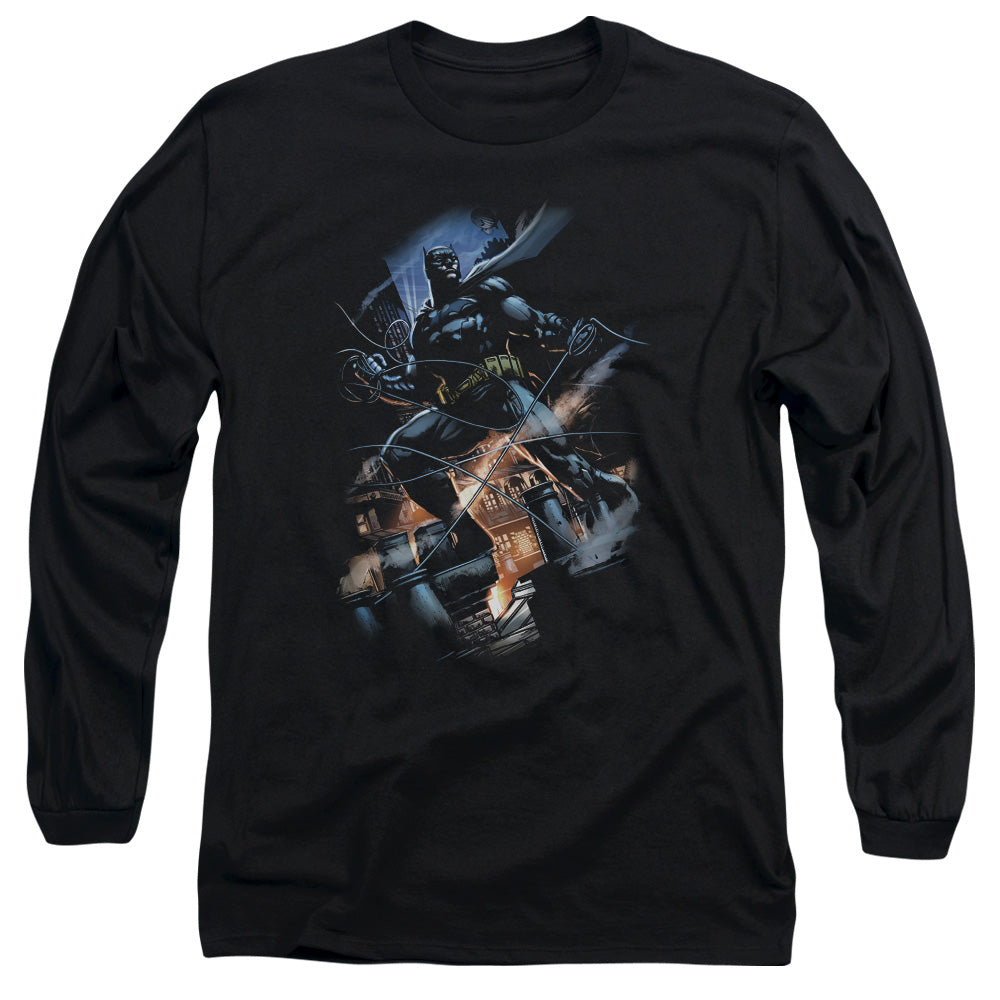 AN OFFCIALLY LICENSED BATMAN GOTHAM KNIGHT MEN'S LONG SLEEVE T-SHIRT BLACK
