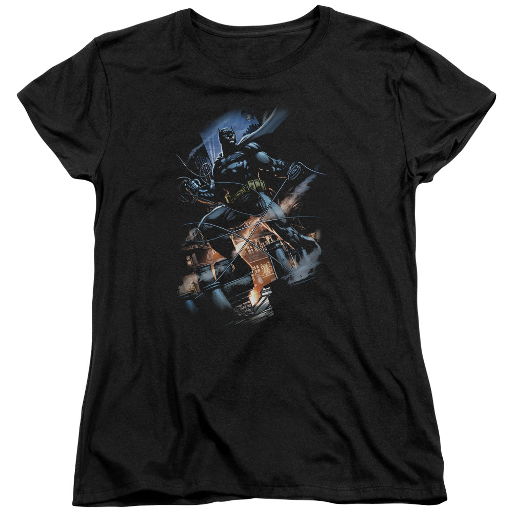 AN OFFCIALLY LICENSED BATMAN GOTHAM KNIGHT WOMEN'S REGULAR FIT T-SHIRT BLACK