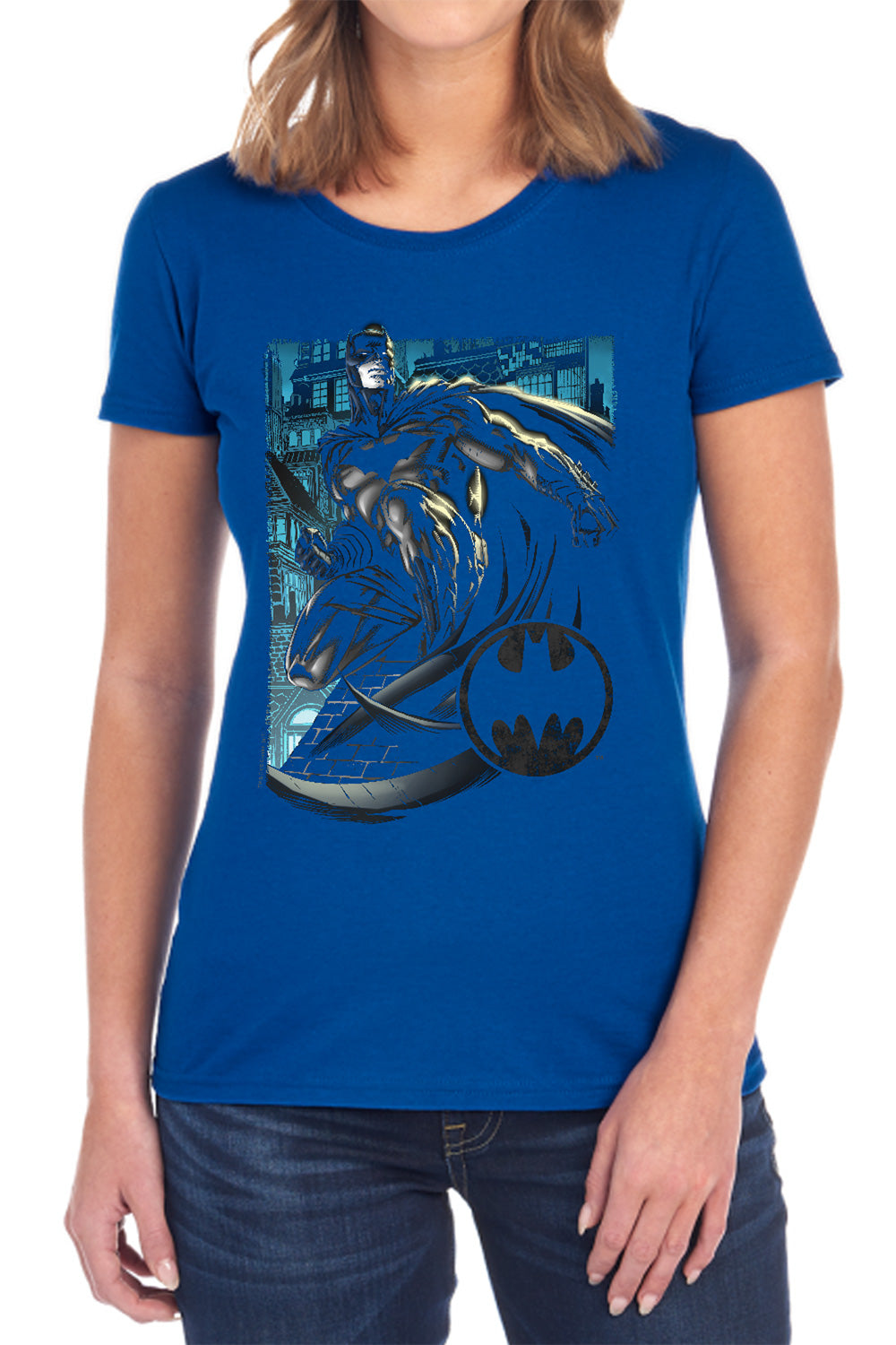 AN OFFCIALLY LICENSED BATMAN KNIGHT FALLS IN GOTHAM WOMEN'S REGULAR FIT T-SHIRT BLACK