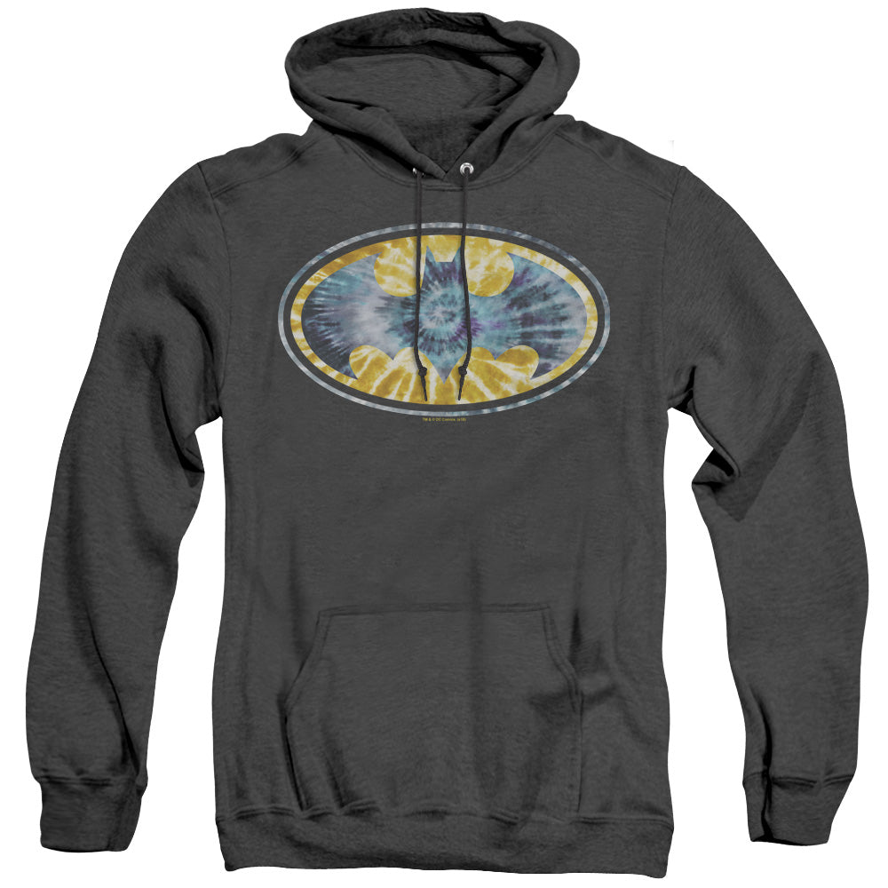AN OFFCIALLY LICENSED BATMAN TIE DYE 3 ADULT UNISEX HEATHER PULLOVER HOODIE BLACK