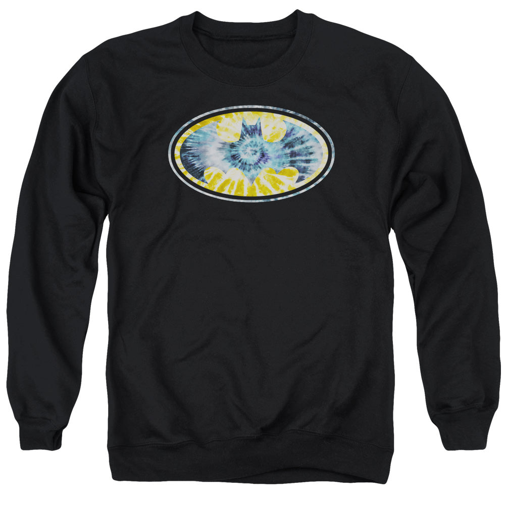 AN OFFCIALLY LICENSED BATMAN TIE DYE 3 ADULT UNISEX CREWNECK SWEATSHIRT BLACK