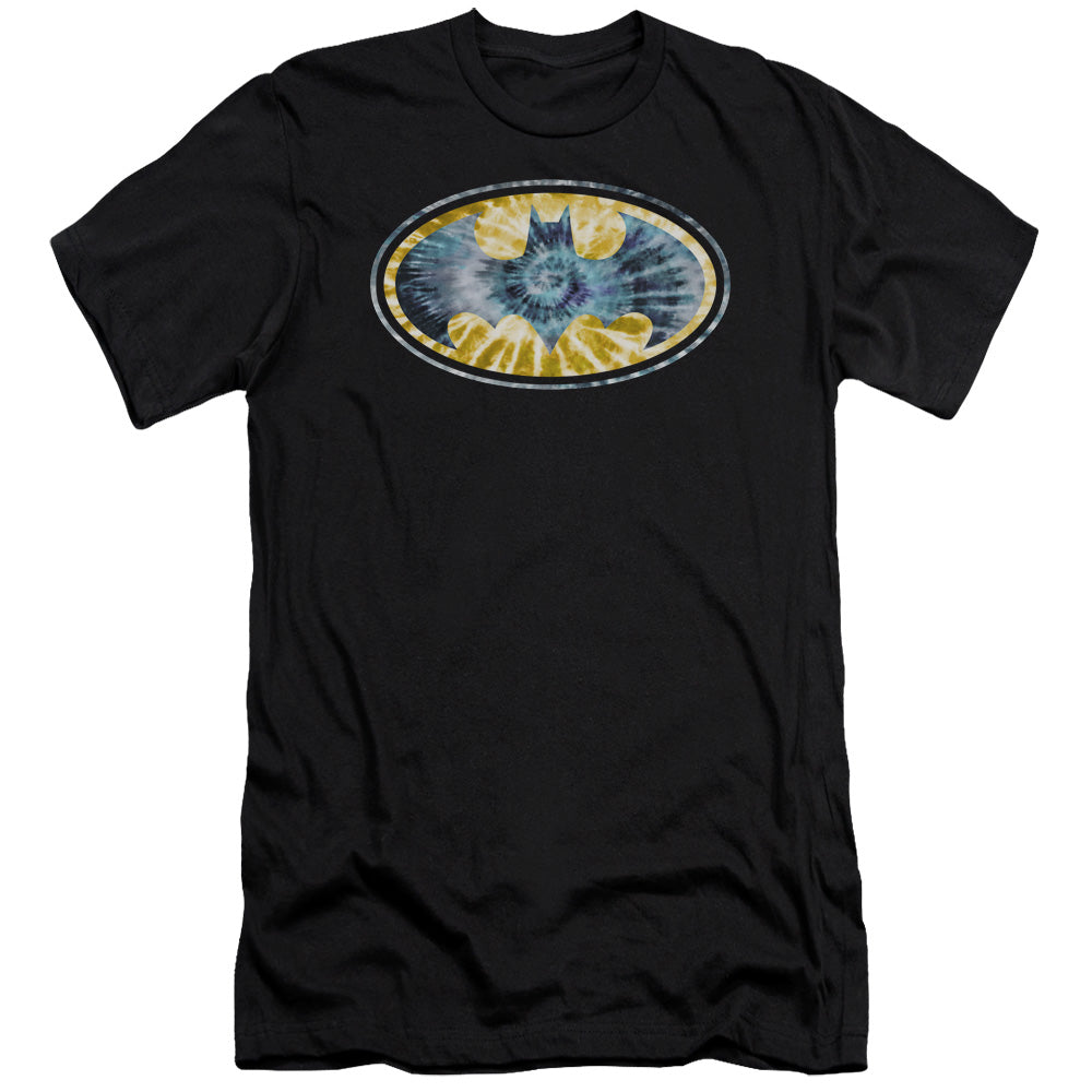 AN OFFCIALLY LICENSED BATMAN TIE DYE 3 MEN'S PREMIUM SLIM FIT T-SHIRT BLACK