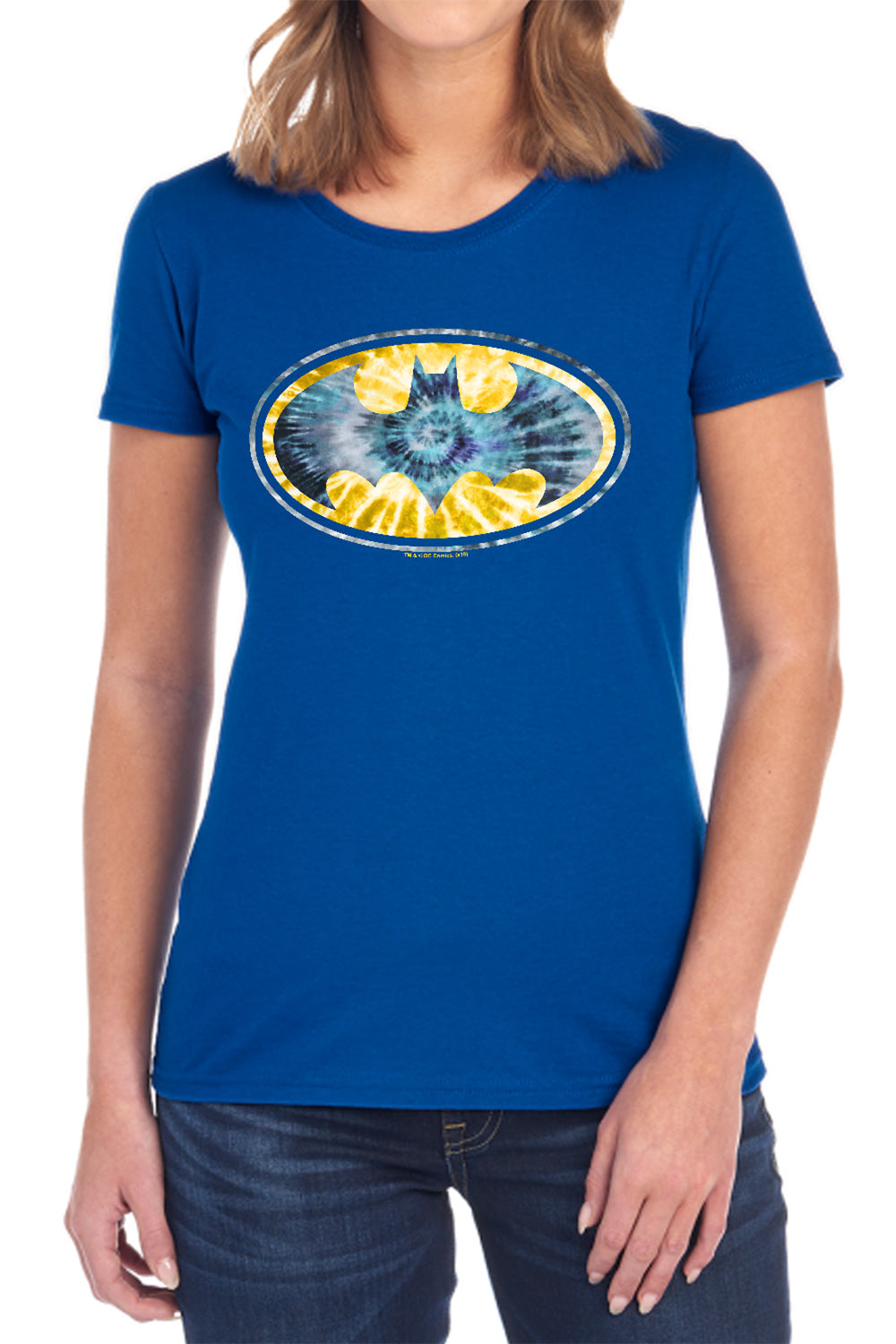 AN OFFCIALLY LICENSED BATMAN TIE DYE 3 WOMEN'S REGULAR FIT T-SHIRT BLACK