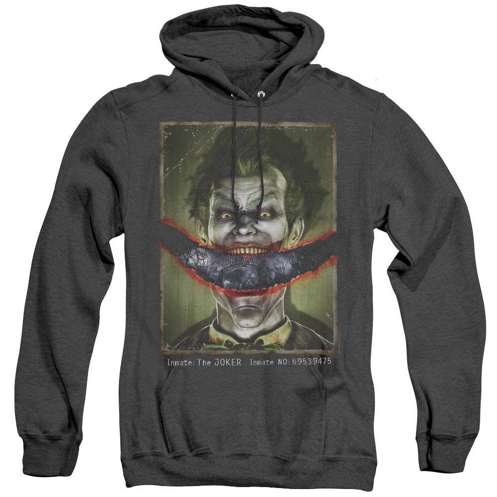 AN OFFCIALLY LICENSED BATMAN AA SPLIT LIP ADULT UNISEX HEATHER PULLOVER HOODIE BLACK