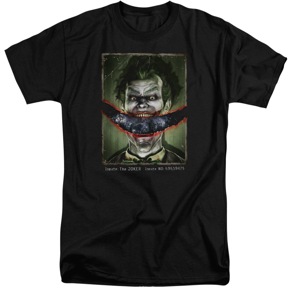 AN OFFCIALLY LICENSED BATMAN AA SPLIT LIP MEN'S TALL FIT T-SHIRT BLACK