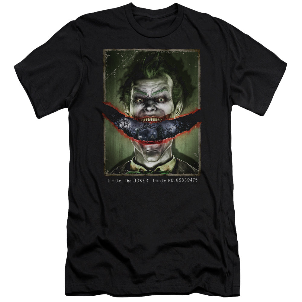 AN OFFCIALLY LICENSED BATMAN AA SPLIT LIP MEN'S PREMIUM SLIM FIT T-SHIRT BLACK