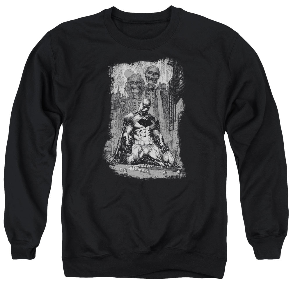 AN OFFCIALLY LICENSED BATMAN SKETCHY SHADOWS ADULT UNISEX CREWNECK SWEATSHIRT BLACK