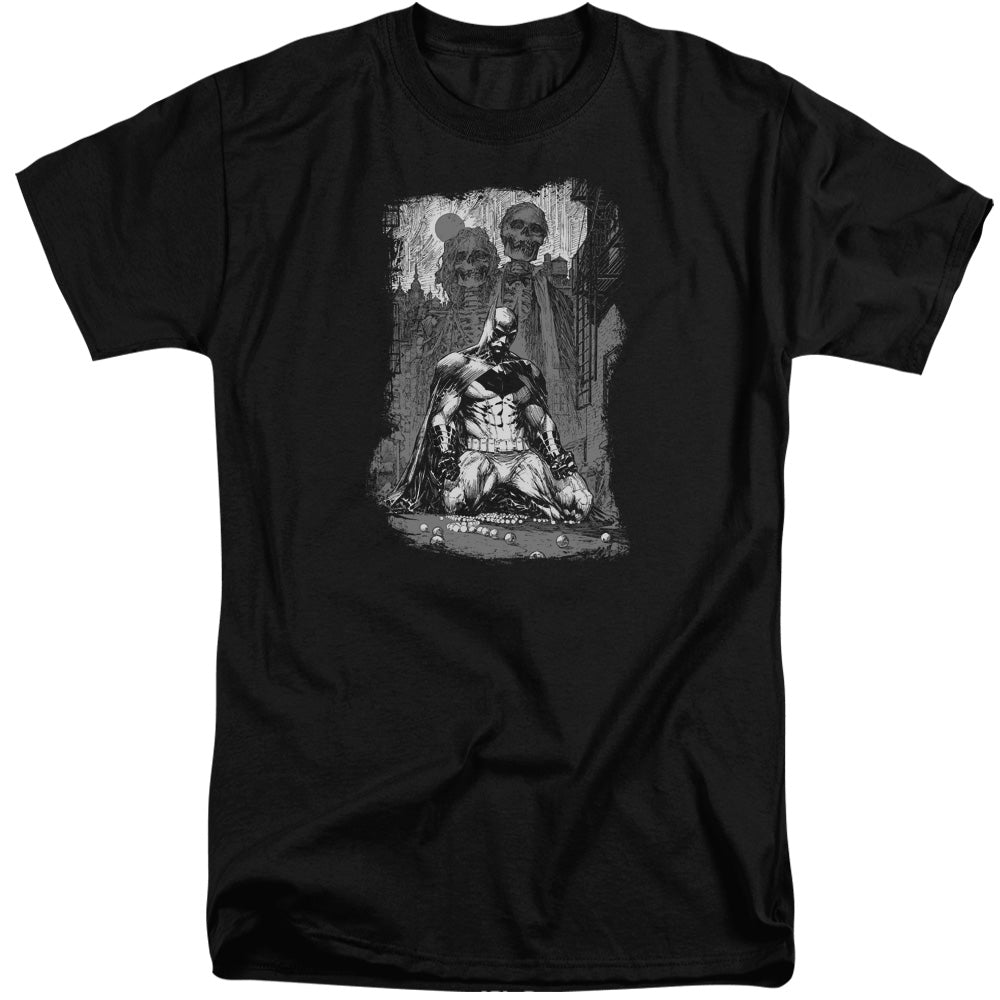 AN OFFCIALLY LICENSED BATMAN SKETCHY SHADOWS MEN'S TALL FIT T-SHIRT BLACK