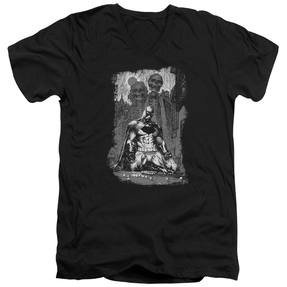 AN OFFCIALLY LICENSED BATMAN SKETCHY SHADOWS MEN'S V-NECK T-SHIRT BLACK