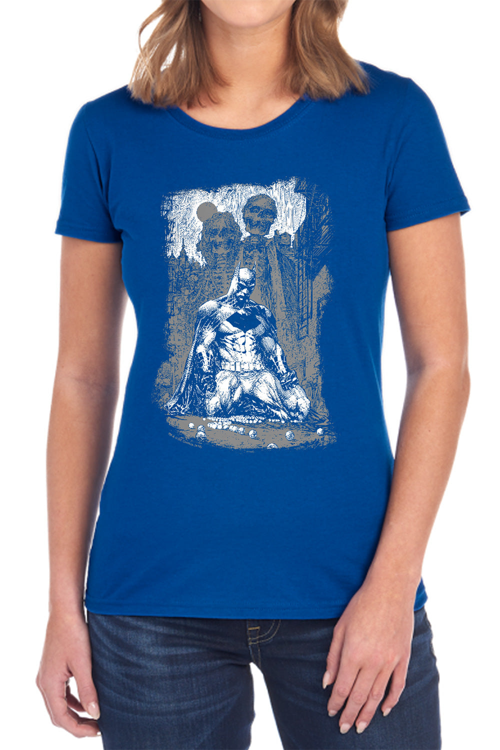 AN OFFCIALLY LICENSED BATMAN SKETCHY SHADOWS WOMEN'S REGULAR FIT T-SHIRT BLACK