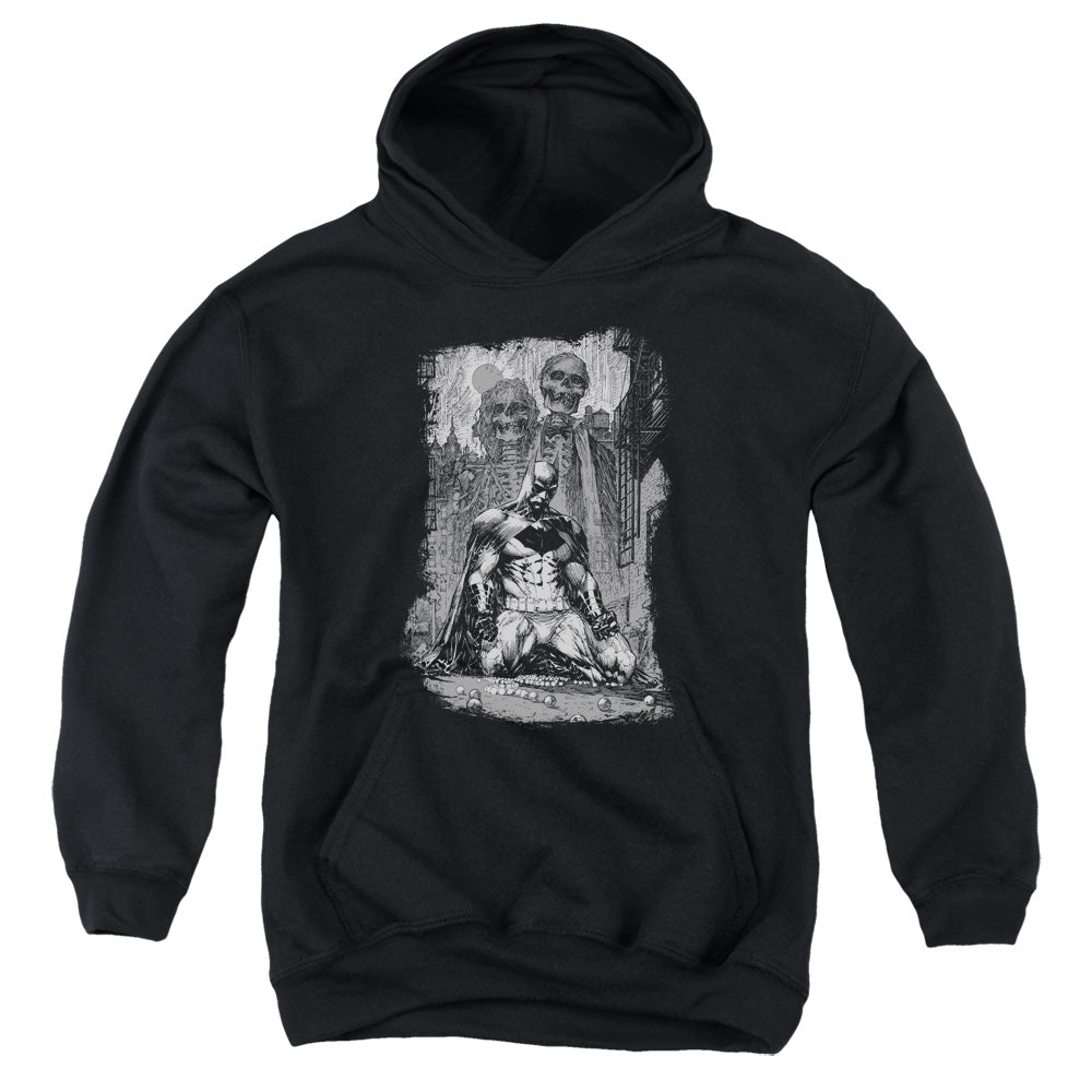AN OFFCIALLY LICENSED BATMAN SKETCHY SHADOWS YOUTH HOODIE BLACK