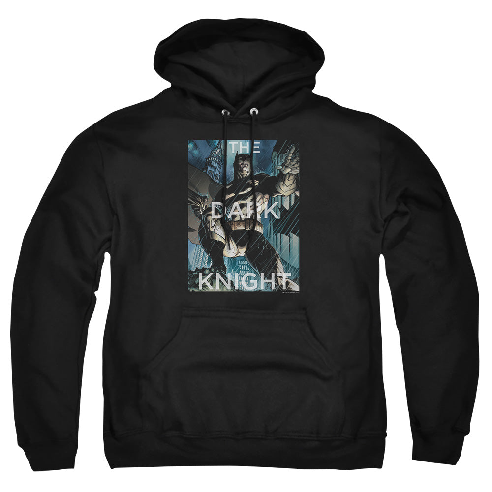 AN OFFCIALLY LICENSED BATMAN FIGHTING THE STORM ADULT UNISEX PULLOVER HOODIE BLACK