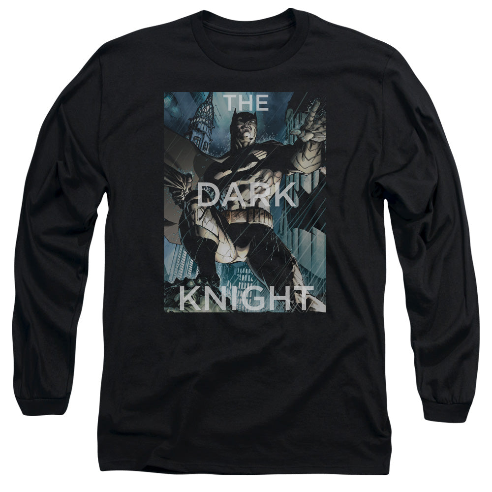 AN OFFCIALLY LICENSED BATMAN FIGHTING THE STORM MEN'S LONG SLEEVE T-SHIRT BLACK