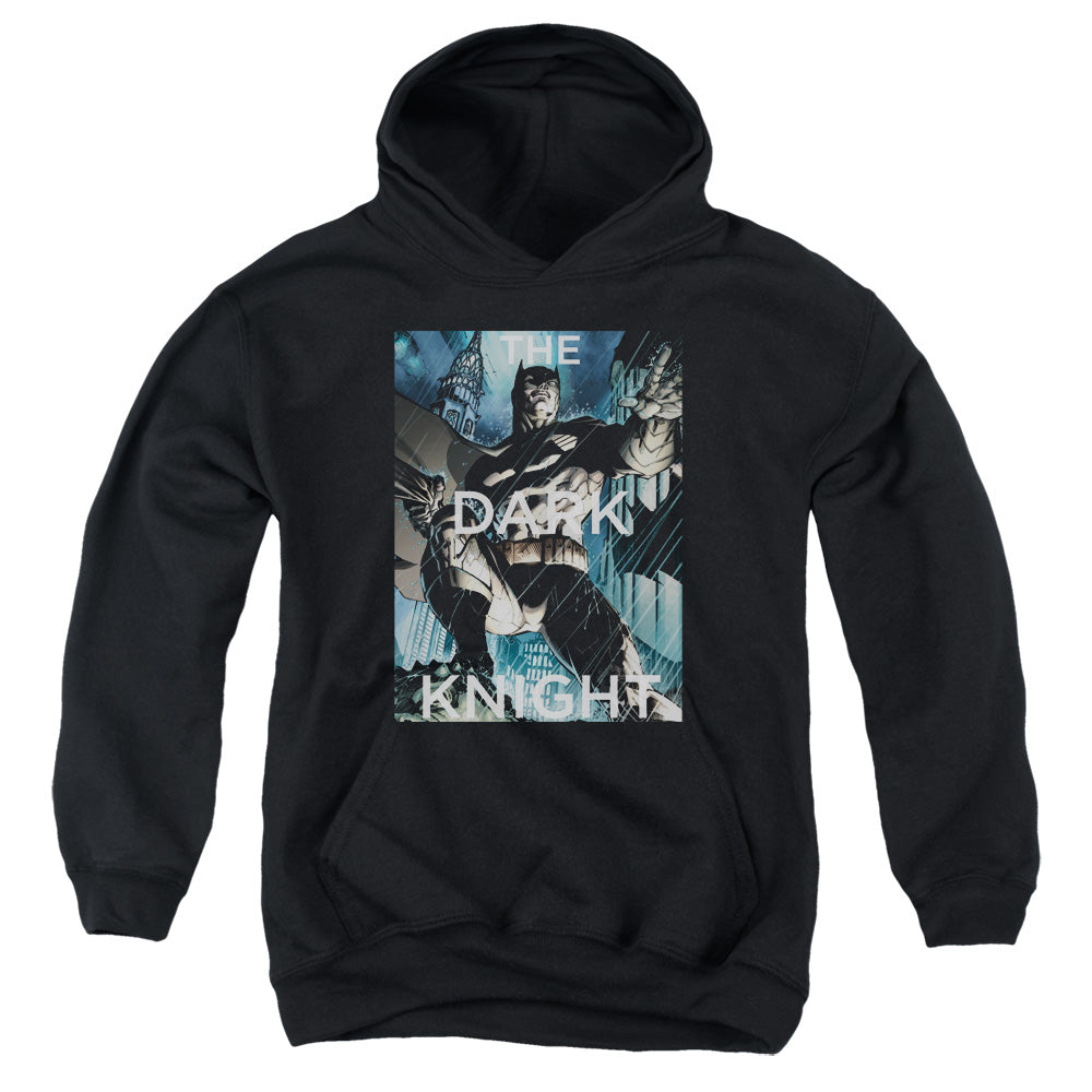 AN OFFCIALLY LICENSED BATMAN FIGHTING THE STORM YOUTH HOODIE BLACK