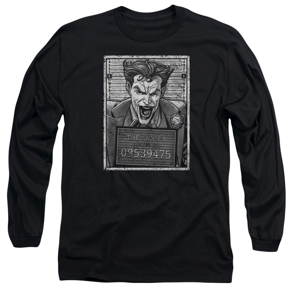 AN OFFCIALLY LICENSED BATMAN JOKER INMATE MEN'S LONG SLEEVE T-SHIRT BLACK