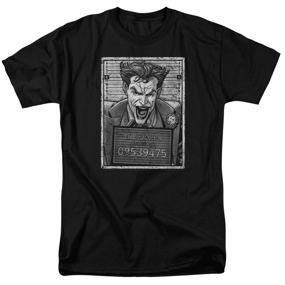 AN OFFCIALLY LICENSED BATMAN JOKER INMATE MEN'S REGULAR FIT T-SHIRT BLACK