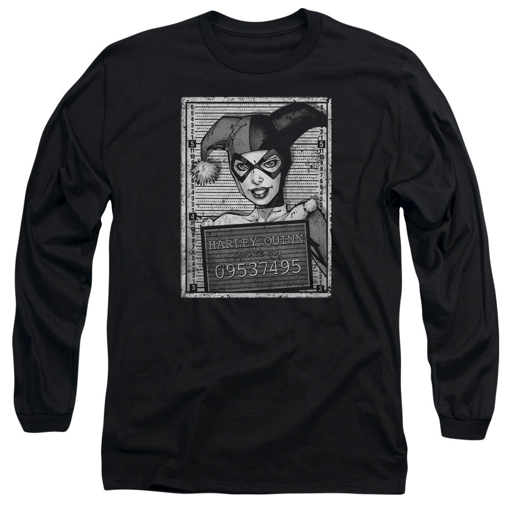 AN OFFCIALLY LICENSED BATMAN HARLEY INMATE MEN'S LONG SLEEVE T-SHIRT BLACK