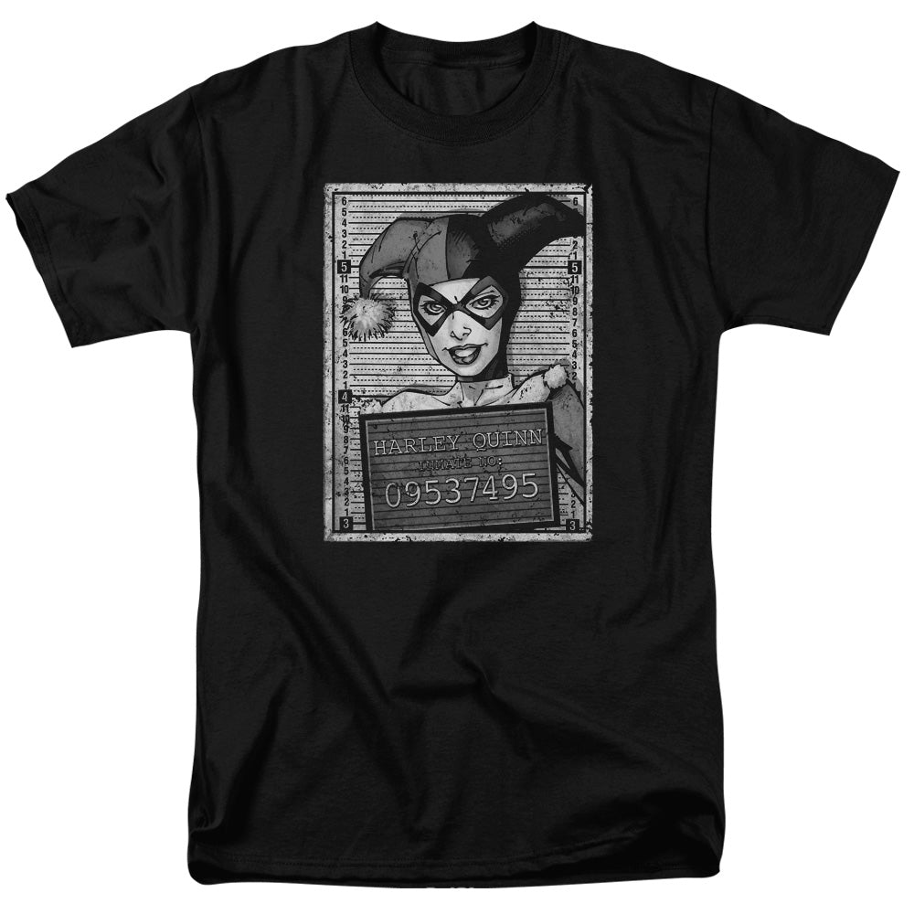 AN OFFCIALLY LICENSED BATMAN HARLEY INMATE MEN'S REGULAR FIT T-SHIRT BLACK