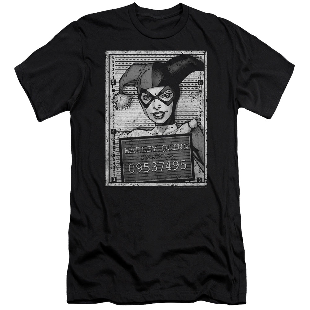 AN OFFCIALLY LICENSED BATMAN HARLEY INMATE MEN'S PREMIUM SLIM FIT T-SHIRT BLACK
