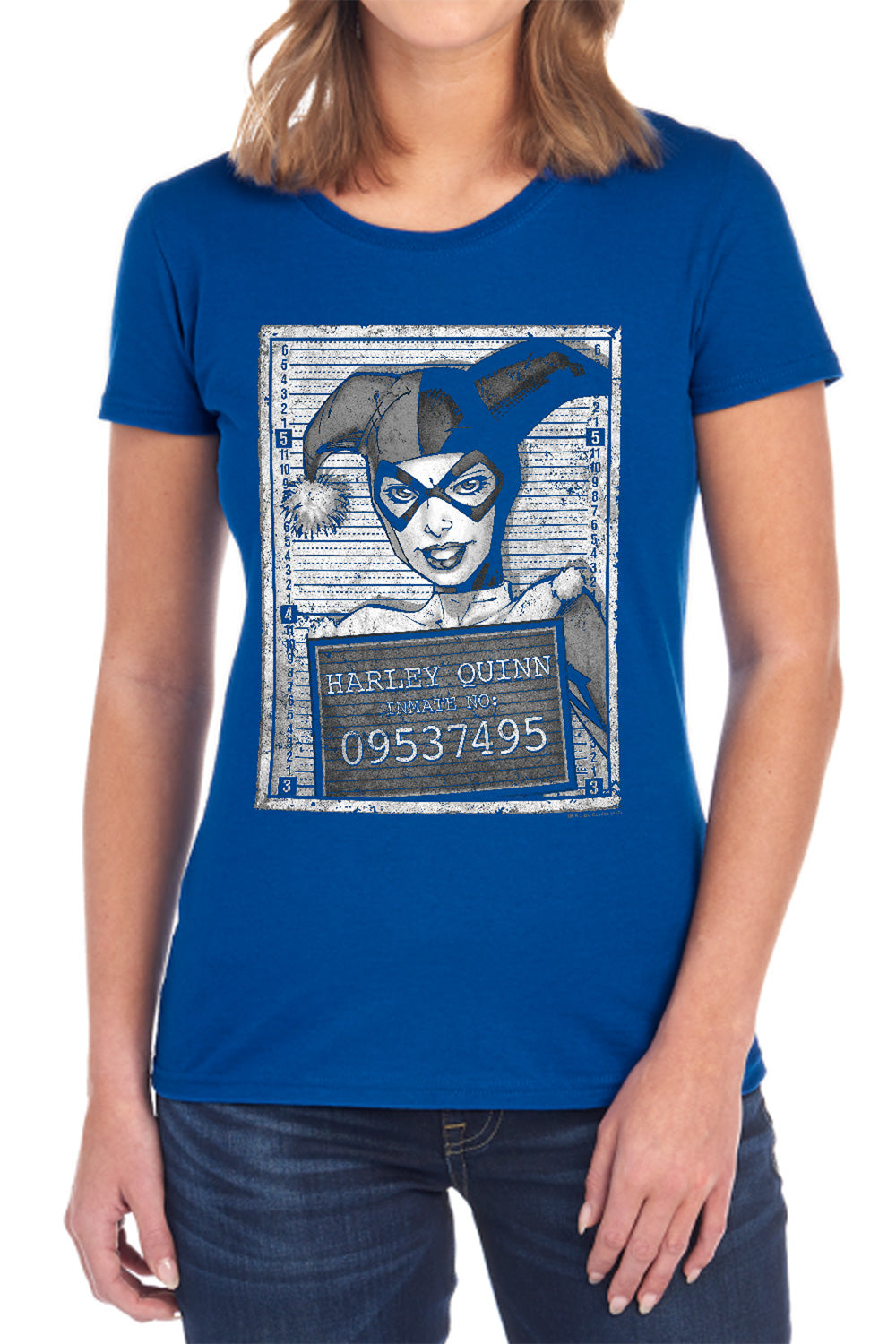 AN OFFCIALLY LICENSED BATMAN HARLEY INMATE WOMEN'S REGULAR FIT T-SHIRT BLACK