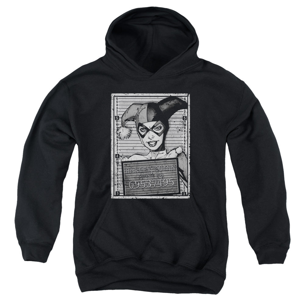 AN OFFCIALLY LICENSED BATMAN HARLEY INMATE YOUTH HOODIE BLACK