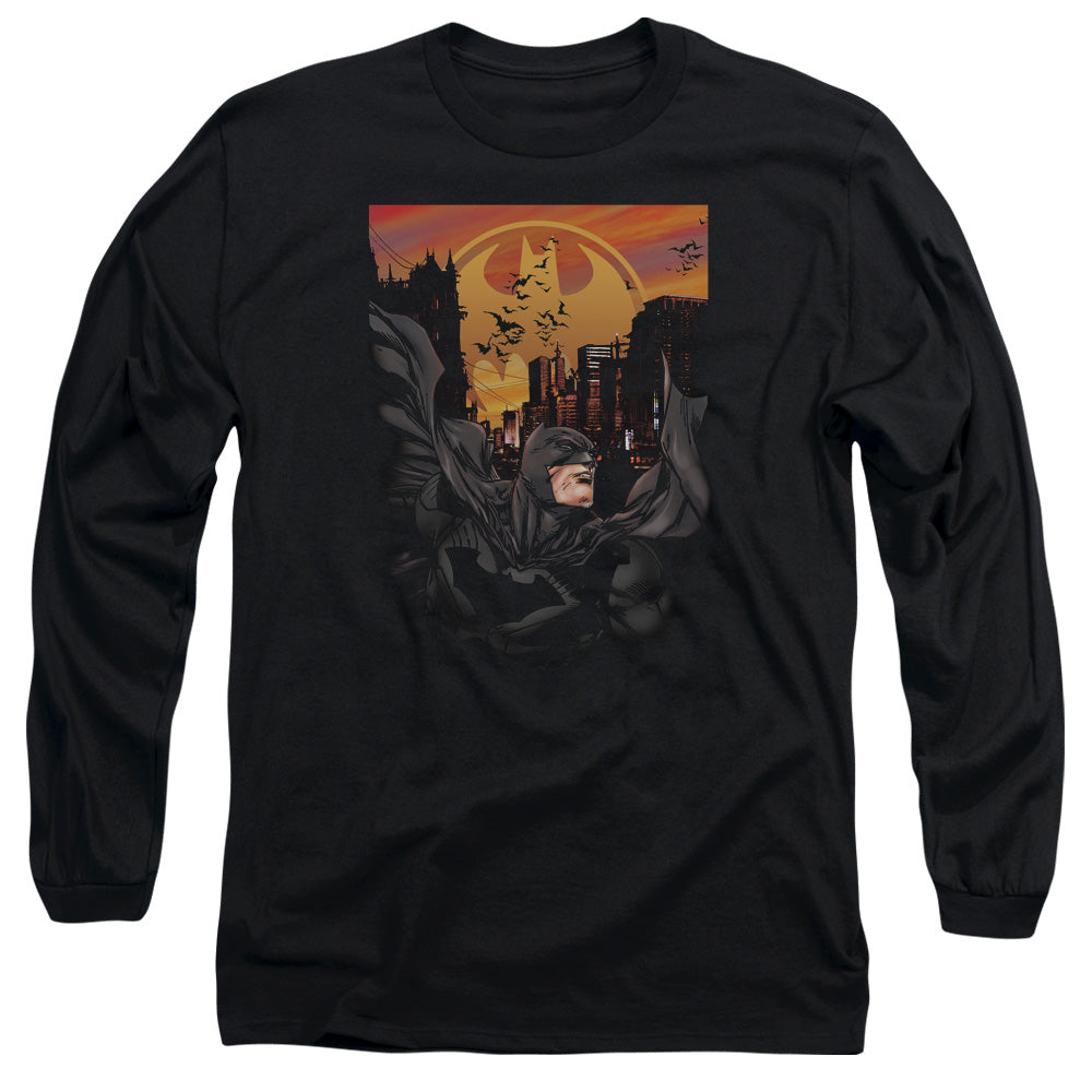 AN OFFCIALLY LICENSED BATMAN ALWAYS ON CALL MEN'S LONG SLEEVE T-SHIRT BLACK