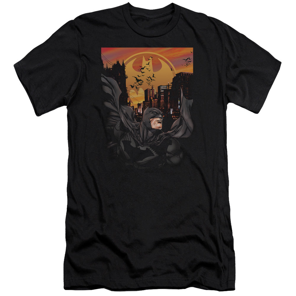 AN OFFCIALLY LICENSED BATMAN ALWAYS ON CALL MEN'S PREMIUM SLIM FIT T-SHIRT BLACK