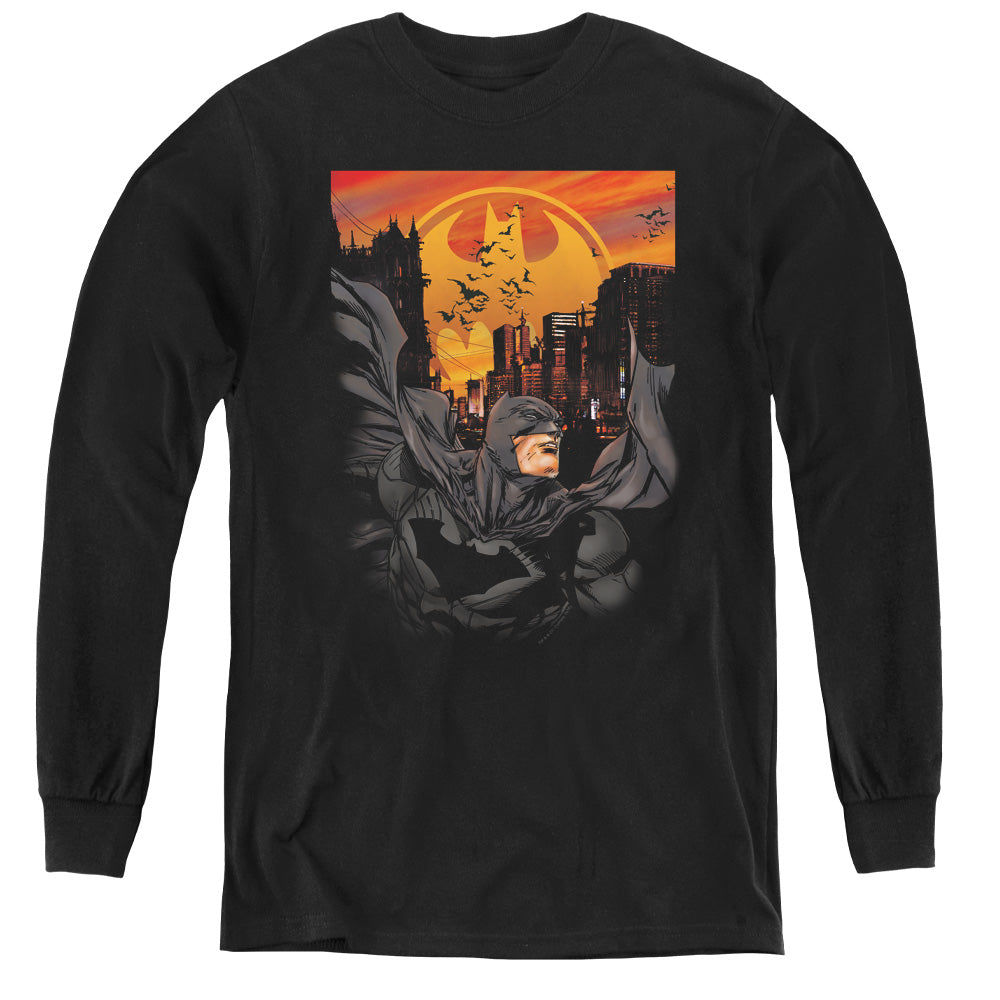 AN OFFCIALLY LICENSED BATMAN ALWAYS ON CALL YOUTH LONG SLEEVE T-SHIRT BLACK