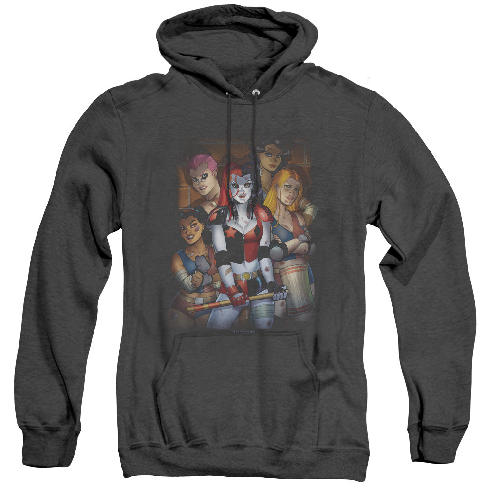 AN OFFCIALLY LICENSED BATMAN BAD GIRLS ADULT UNISEX HEATHER PULLOVER HOODIE BLACK